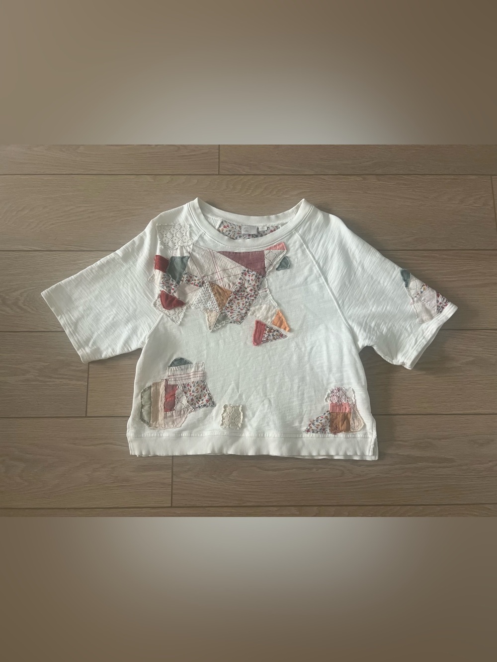 Anthropologie postmark patchwork boxy boho short sleeved top size xs